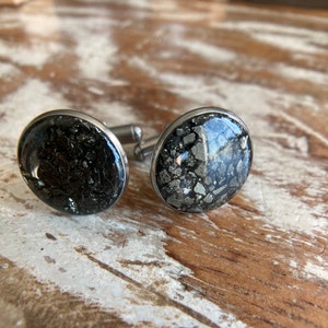 Pyrite Cufflinks, Stainless Steel Cufflinks, Fool&#39;s Gold, Gemstone Cufflinks, Inlay Cufflinks, Men&#39;s Gift