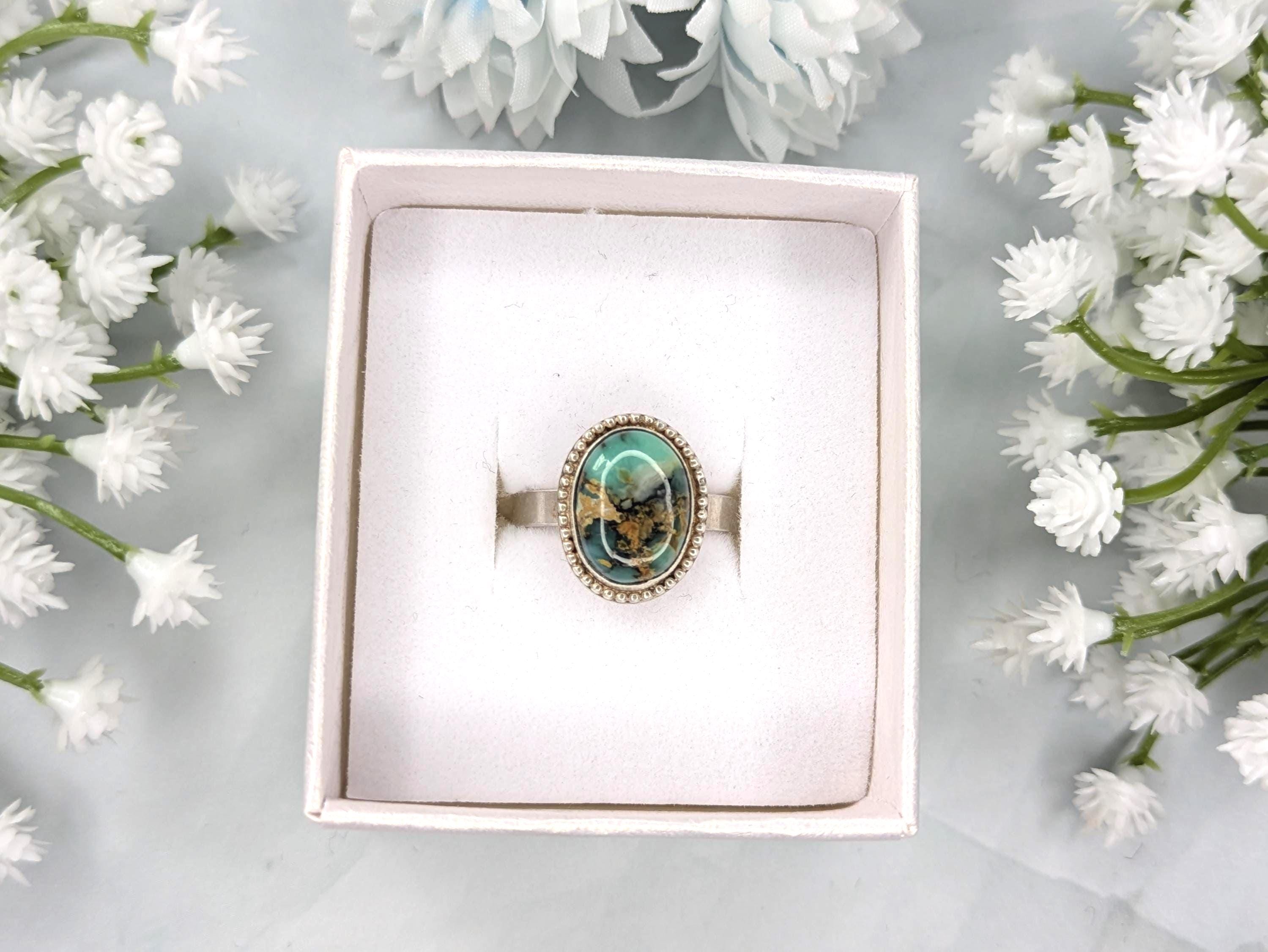 Seven Dwarfs Turquoise Sterling Silver Ring - Size 6 1/2 - Handmade, Hypoallergenic, Rare Blue Gemstone, Variscite, Boho, Gift for Her