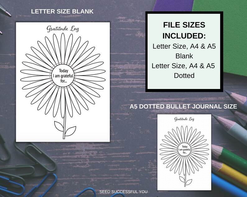 Gratitude Log Printable Gratitude Journal Flower Gratitude | Etsy