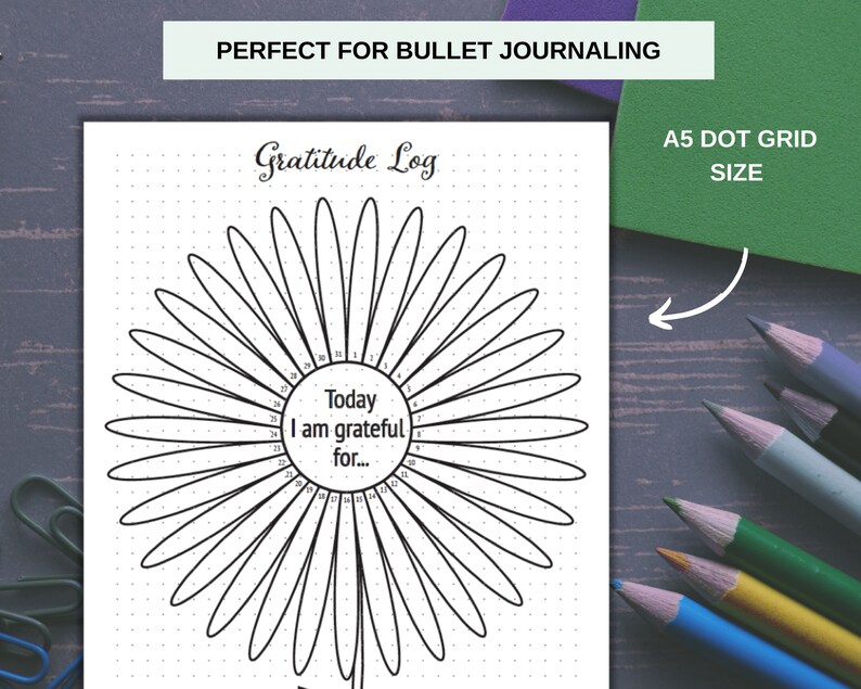 Gratitude Log Printable Gratitude Journal Flower Gratitude | Etsy