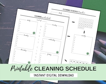 Cleaning Schedule Printable | Cleaning Tracker | Weekly Chores | Letter, A4, A5 | Instant Digital Download