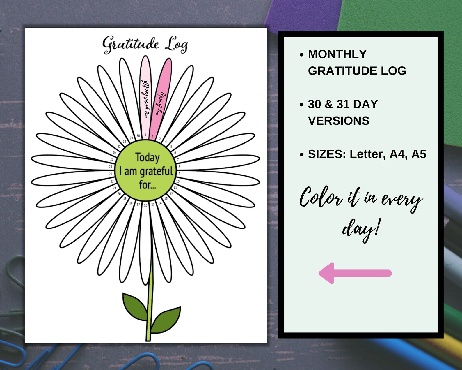 Gratitude Log Printable Gratitude Journal Flower Gratitude Etsy Gratitude Log Printable Gratitude Journal Flower Gratitude Etsy
