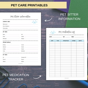 Pet Care Printables Pet Binder Pet Health Printables Instant Digital ...