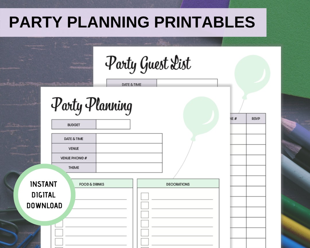 Party Planning Printables | Party Planner | Party Guest List | Event ...