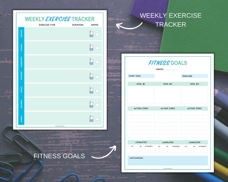 Printable Fitness Planner Fitness Journal Workout Planner - Etsy