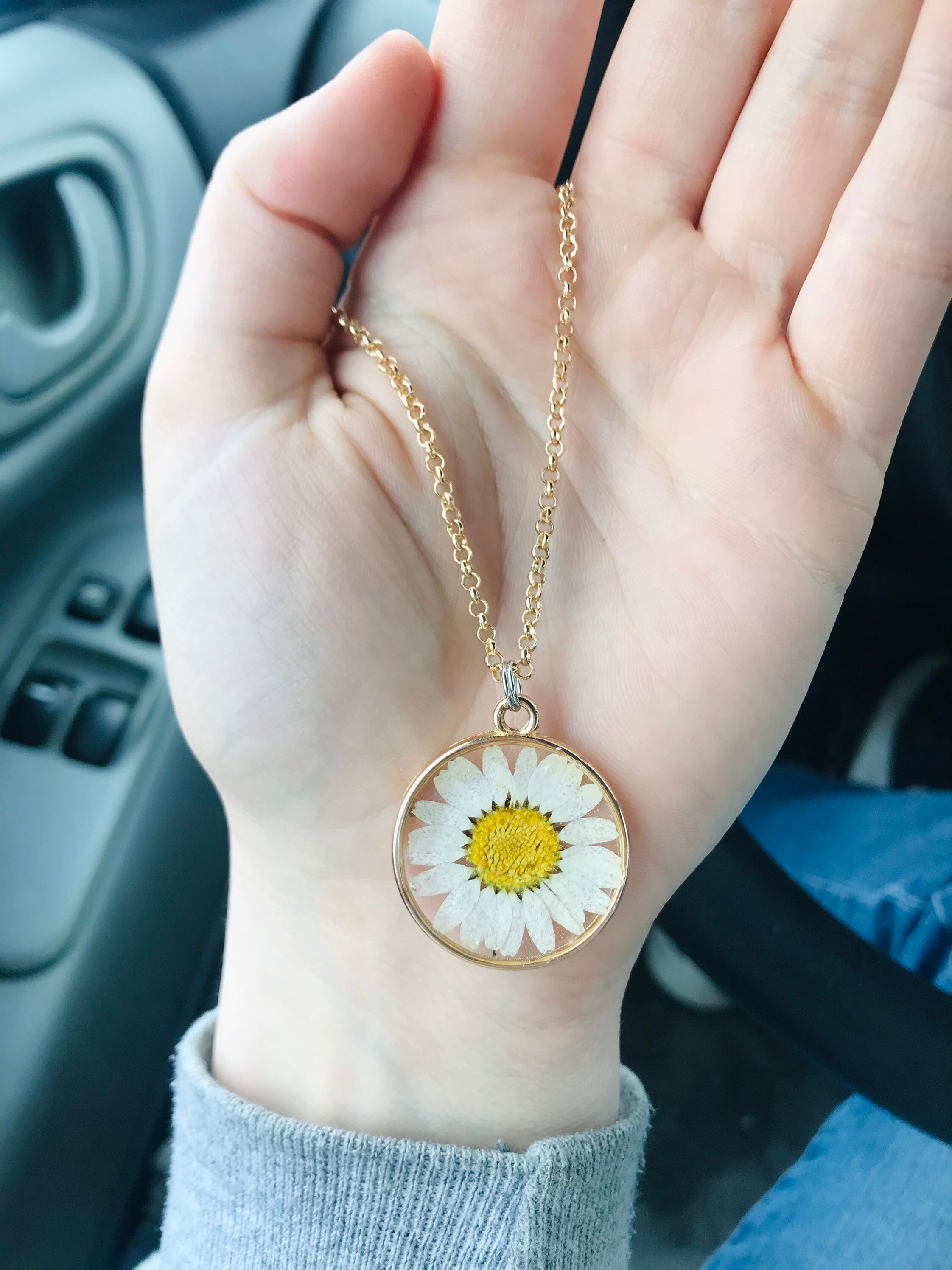 White Daisy Necklace DAISY Real Flower Jewelry Christmas Etsy