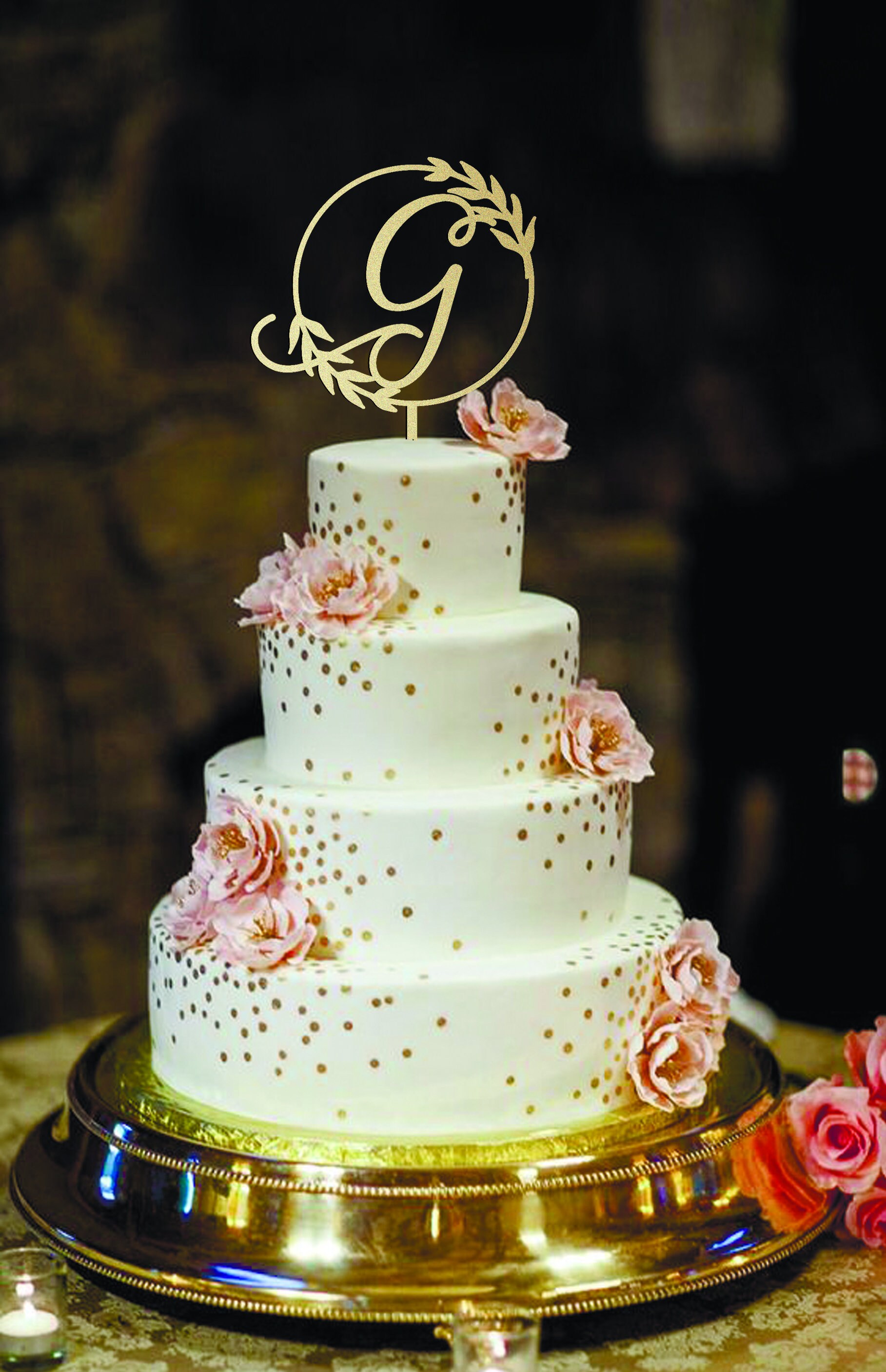 G Cake Topper Personalized Cake Topper Initial G Wood Monogram Etsy
