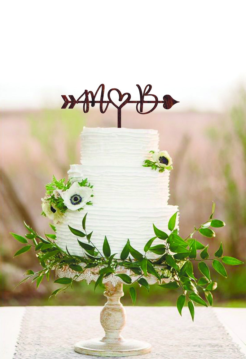 M Cake topper Wedding Letter C Arrow rustic cake topper Cake toppers for wedding Wood Initials cake topper gold Wood letter M cake topper C