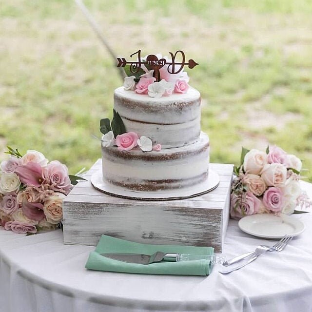Arrow Rustic Wedding Cake Topper Date Wood Letter B M Cake Etsy