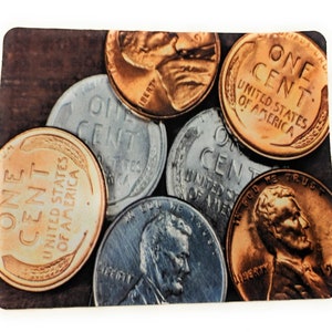 COIN Mouse Pad 9x7"  1943 steel wheat uncirculated cents Macro birthday christmas graduation