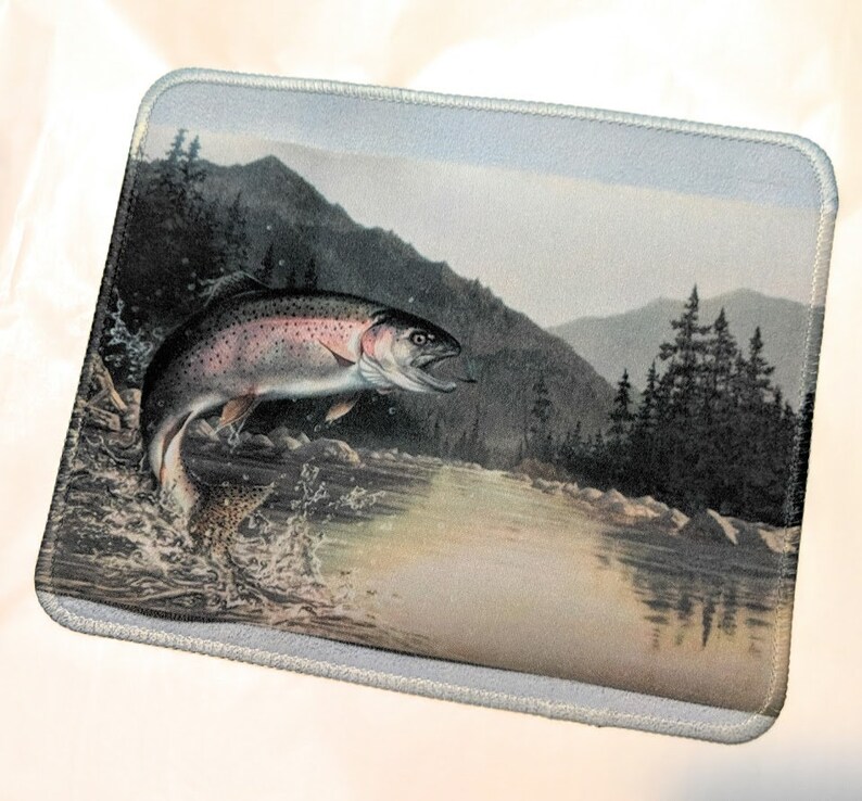 FISH Fishing Mouse Pad Rainbow Trout Anti Slip Optical Etsy
