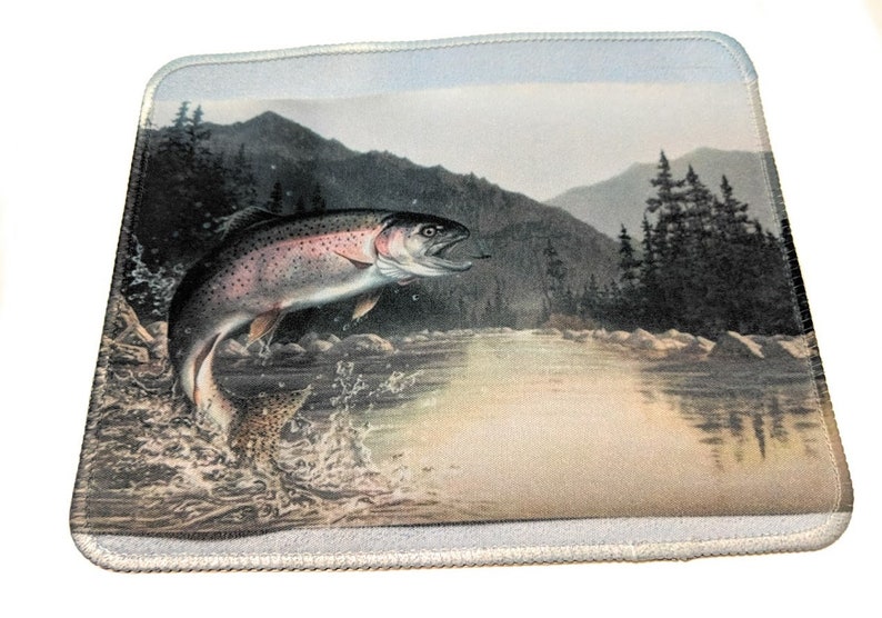 FISH Fishing Mouse Pad Rainbow Trout Anti Slip Optical Etsy