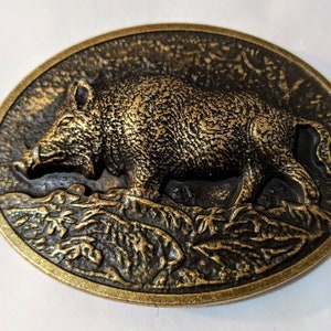 Raised Graphics Antique Bronze finish  Belt Buckle Farm Country  BOAR hog hawgs midsized 3.25x2.75 inch