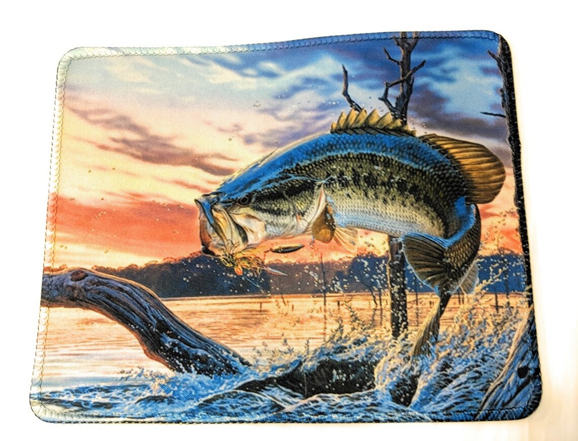 FISH Fishing Mouse Pad Bass Anti Slip Optical COMPUTER 9 X 7 Etsy