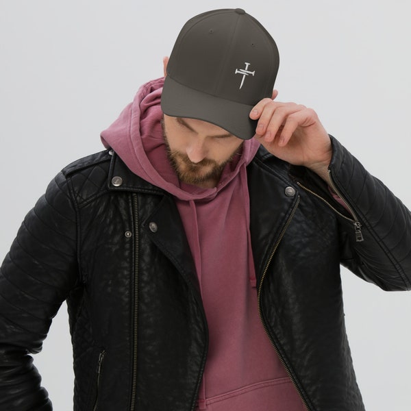 Offset Nail Cross | Flexfit Baseball Hat | Structured Twill Cap