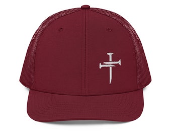 Nail Cross Embroidered Trucker Cap