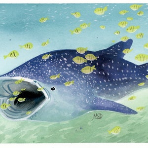 Whale Shark Gouache Original Painting