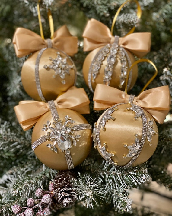 Christmas Rhinestone Ornaments/ Christmas Baubles/tree Decor | Etsy