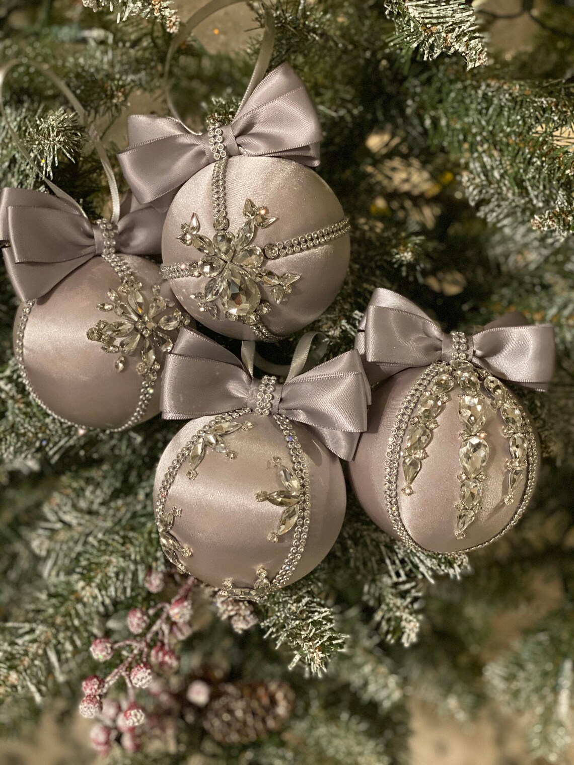 Grey Christmas Ornaments 
