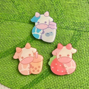Cow Phone Grips - Cute phone accessory - Strawberry Cow Phone Grip - Boba Cow Phone Grip -Cute Phone Accessaries - Gift
