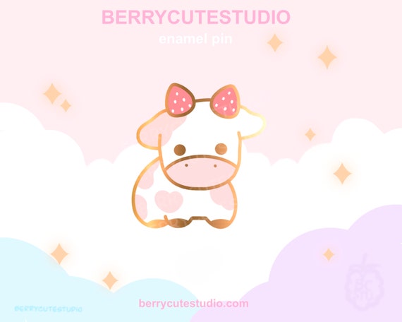 Mini Strawberry Cow Hard Enamel Pin - Cute pin - Kawaii pin - Kawaii  Accessory -Cute Lapel PIn - Cute Badge