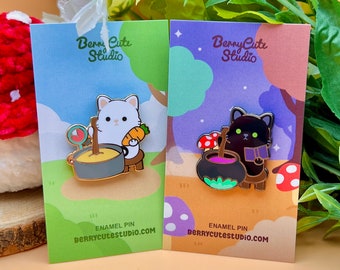 Hocus Pocus Cat Pin – Cute Kawaii Hard Enamel Pin – Witchy Lapel Badge – Halloween Accessory – Cute Collectible Pin