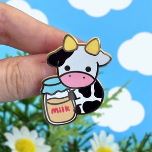 Cow Hard Enamel Pin, Cute Cow Enamel Pin, Kawaii Cow Accessory, Dairy Cow Pin, Cow Lover Gift, Moo Moo