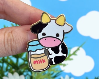 Cow Hard Enamel Pin, Kawaii Moo Moo Dairy Cow