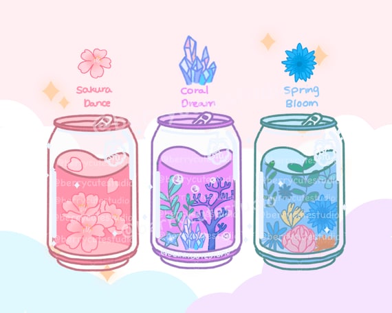 Dream Drinks Transparent Sticker Pastel Stickers Kawaii Stickers Laptop  Stickers journal Vinyl Stickers Die Cut Stickers 