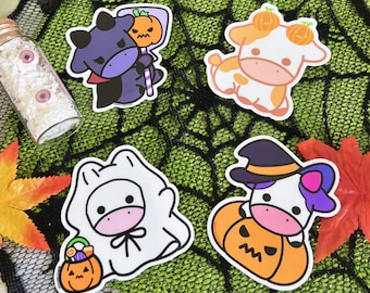 Spooky Cow Friends Sticker Set, Halloween Stickers
