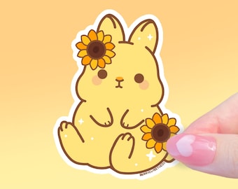 Sunflower Rabbit Vinyl Sticker