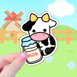 Cute Cow Sticker, Kawaii Animal Stickers, Milk Sticker, Cottagecore Stickers, Farm Animal Sticker