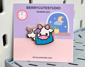 Lazy Cow Hard Enamel Pin – Kawaii Lapel Pin