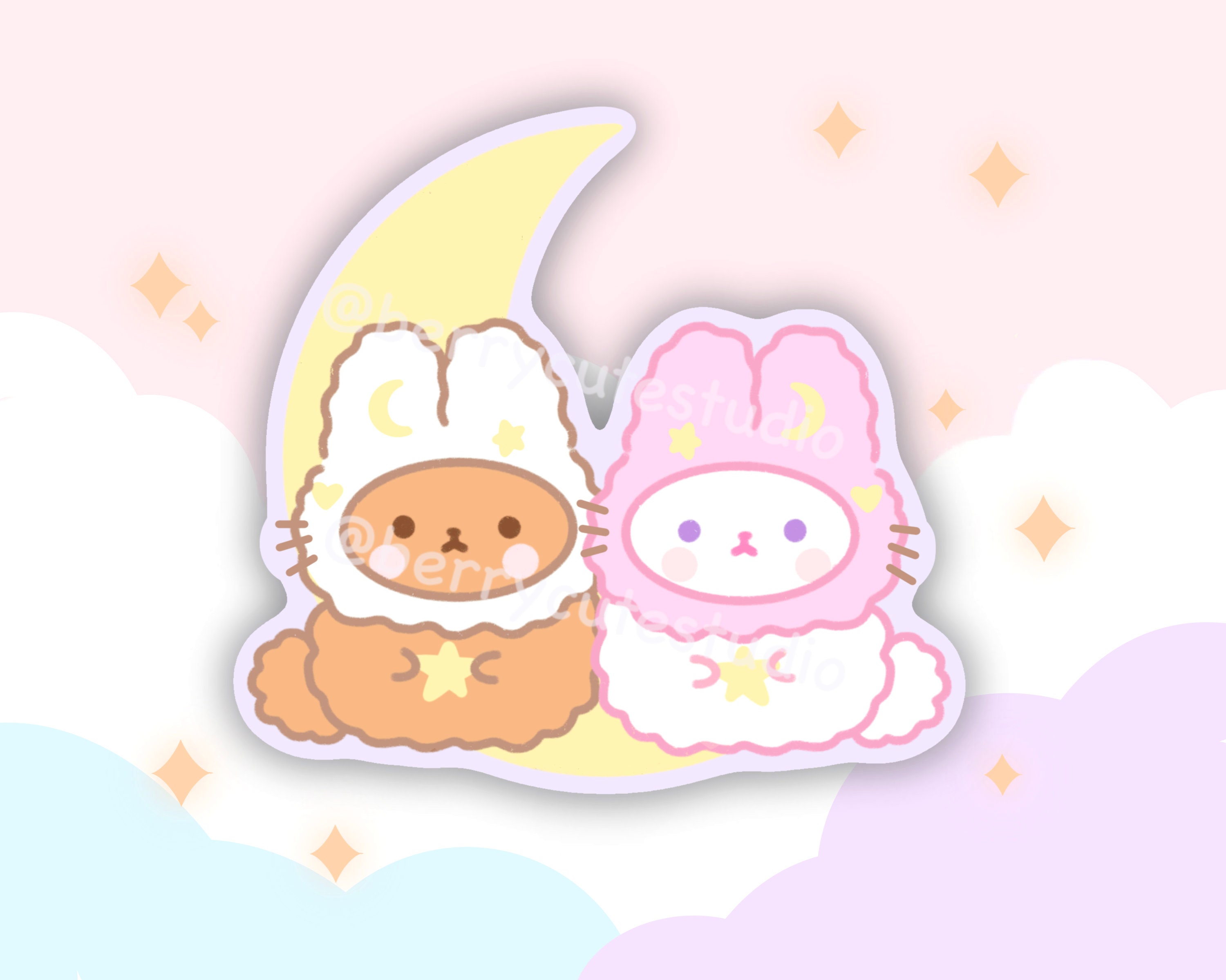 Moon Cats Stickers Kawaii Stickers Cat Stickers moon Etsy