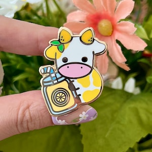 Lemon Cow Hard Enamel Pin - Cute pin - Kawaii pin - Kawaii Accessory -Cute Lapel PIn - Cute Badge