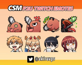 CSM Anime Emotes P2U Emote Set for Twitch and Discord