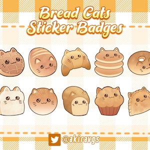 Bread Cats Sticker Badges for stream channel and social media, printing, Twitch Badges, Youtube Badges, Emotes