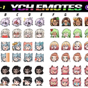 10x YCH Custom Twitch Emotes | Discord Emotes | YouTube Emotes | TikTok Emotes | Cute Chibi Emotes | Kawaii | Streamer | Vtuber | Emote pack
