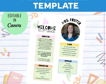 Meet the Teacher Template, Editable Teacher Printable, Back to School Letter, Open House Newsletter Flyer, Instant Download