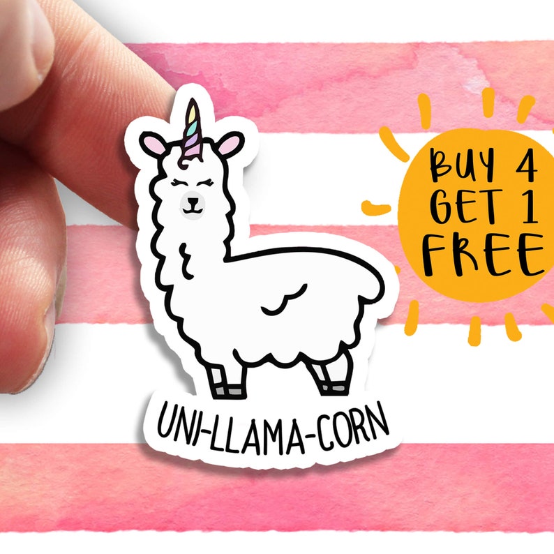 unicorn llama sticker kids stickers laptop stickers