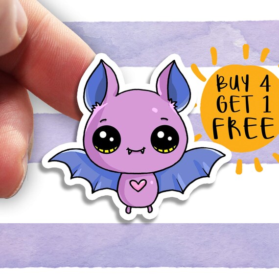 Kids Bat Sticker Kawaii Stickers Laptop Stickers Aesthetic Etsy