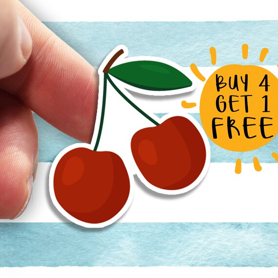 Red Cherry Sticker Fruit Stickers Laptop Stickers Aesthetic Etsy