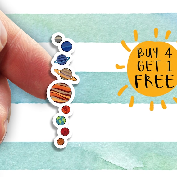 Space Planets Sticker Kids Stickers Laptop Stickers Aesthetic Etsy