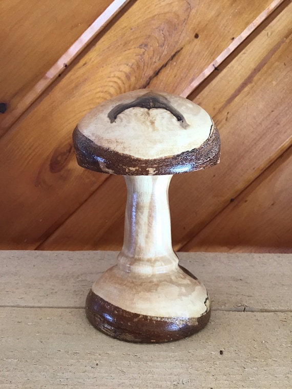 10% off original price...Newfoundland Decorative Spalted Birch Mushroom with Live Edge Height 7\u201d Width 5\u201d