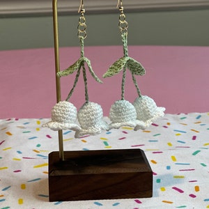 Crochet Bell Flower Dangle Earrings