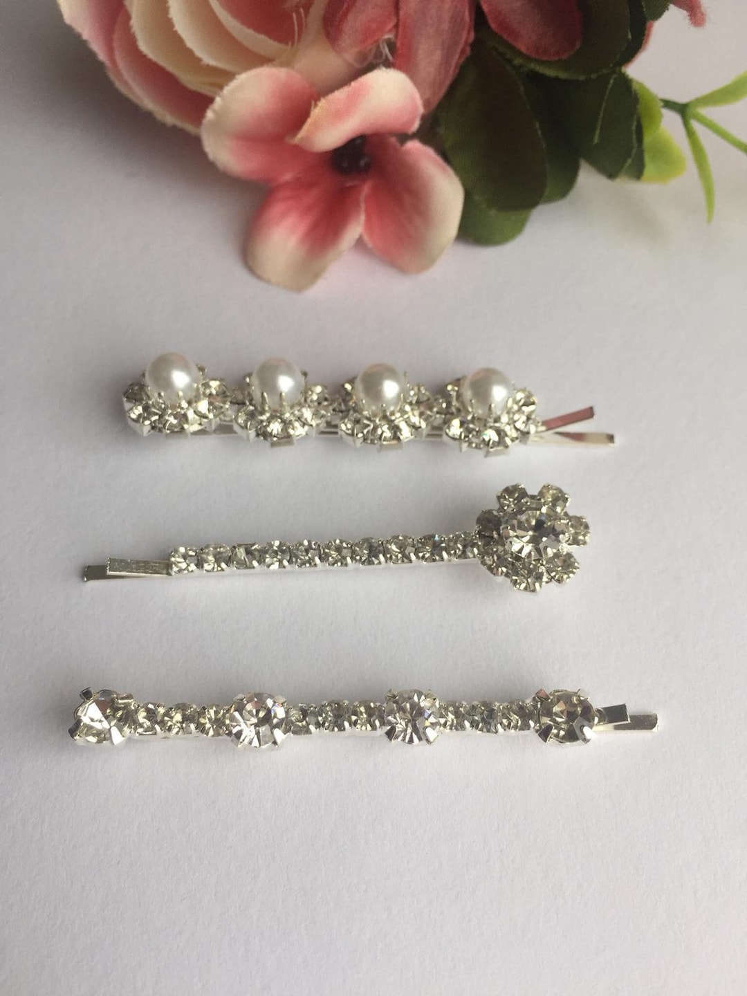 1,2,3pcs Crystal Leaf Flower Barrette Hair Pins Bridal Amazon.com : 6 PCS Bridal Flower Wedding Hair Pins Crystal  main image 4