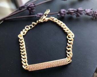Gold Zircon Chain Bracelet – Dainty Adjustable Jewelry