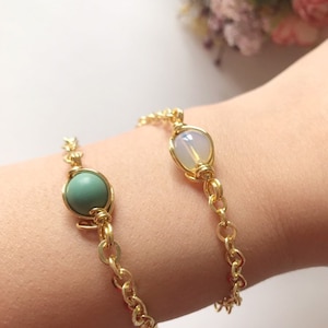Rainbow Moonstone Beaded Bracelet: Adjustable Cord, Gold Jewelry