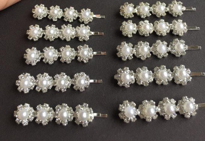Crystal Pearl Hair Clip Set: Trendy Hair Accessories (2pcs  display picture 3