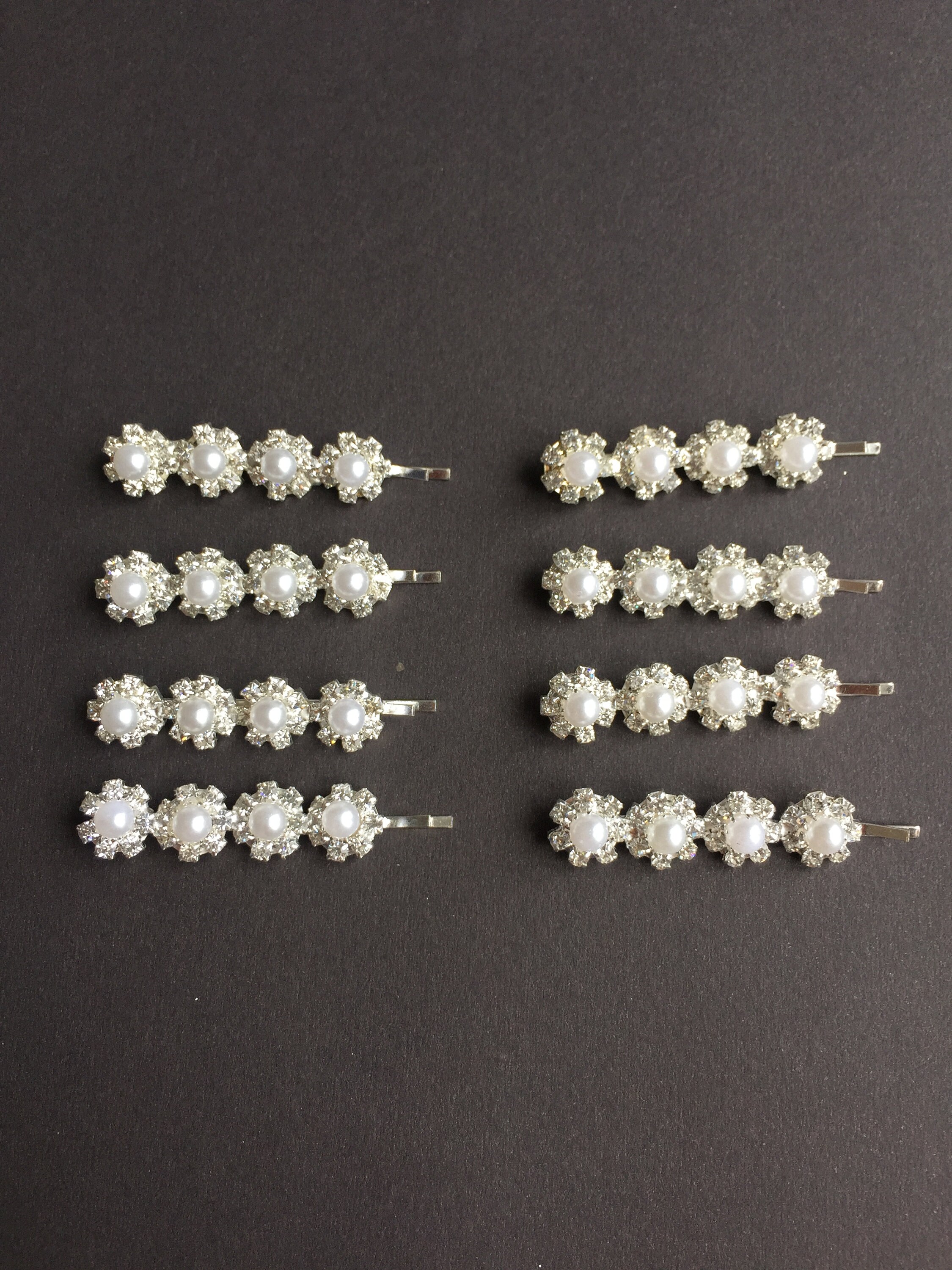 Crystal Pearl Hair Clip Set: Trendy Hair Accessories (2pcs  display picture 2